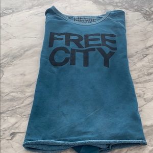 Free city raw hem sweatshirt. Blueish green